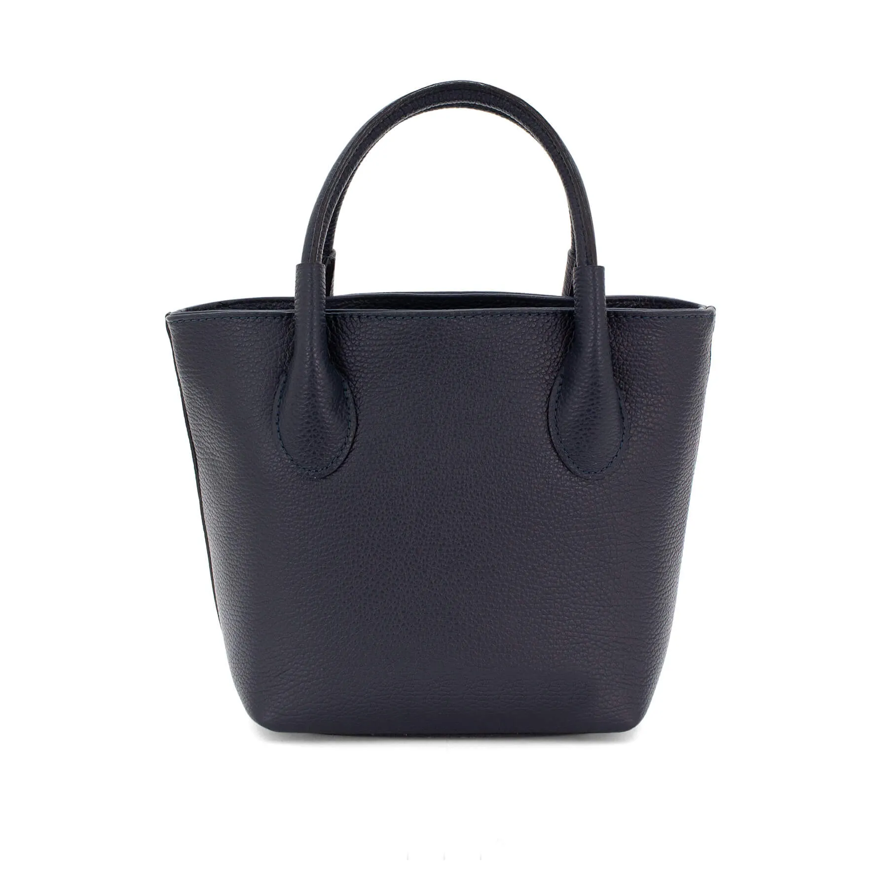 Italian Designer Leather Grab Bag - Swolit Domenico - Navy