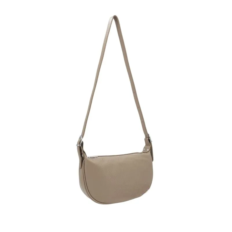 Italian Designer Leather Round Shoulder Bag Dark Beige