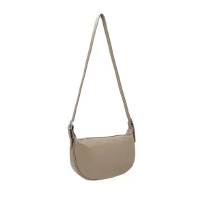 Italian Designer Leather Round Shoulder Bag Dark Beige