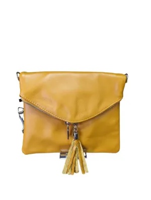 Italian Designer Soft Leather Foldover Crossbody Bag -Swolit Ludovica Mustard