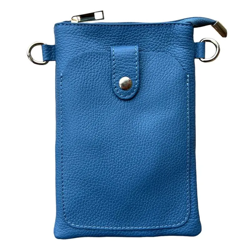 Italian Leather Crossbody Bag in Denim Blue