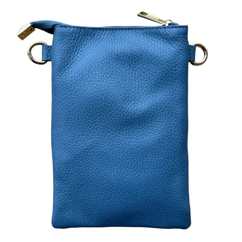Italian Leather Crossbody Bag in Denim Blue