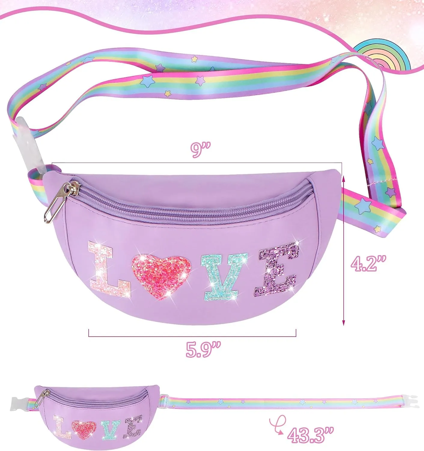 Kids Fanny Pack Girls Birthday Gifts Age 4-10 Belt Bag Crossbody Bags Teen Girl Stuff Birthday Bags For Kids Sister Birthday Gifts Fanny Packs For Women Toys For Ages 8-13
