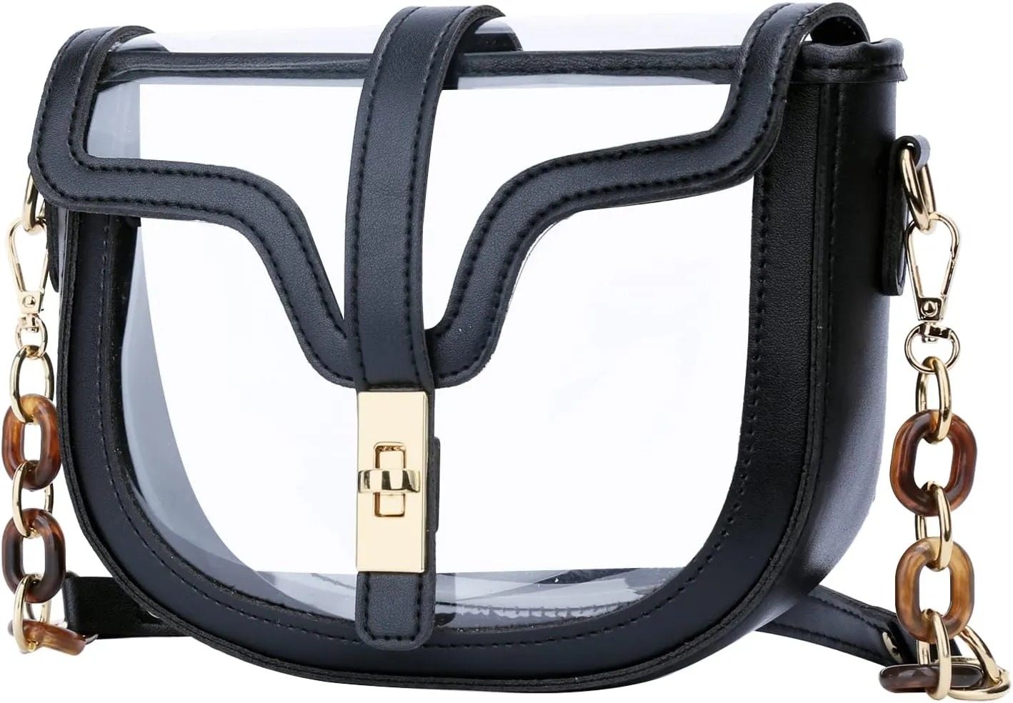 KKXIU Clear Crossbody Bag for Women Stadium Approved Vegan Leather Concert Shoulder Sports See-Through Purse