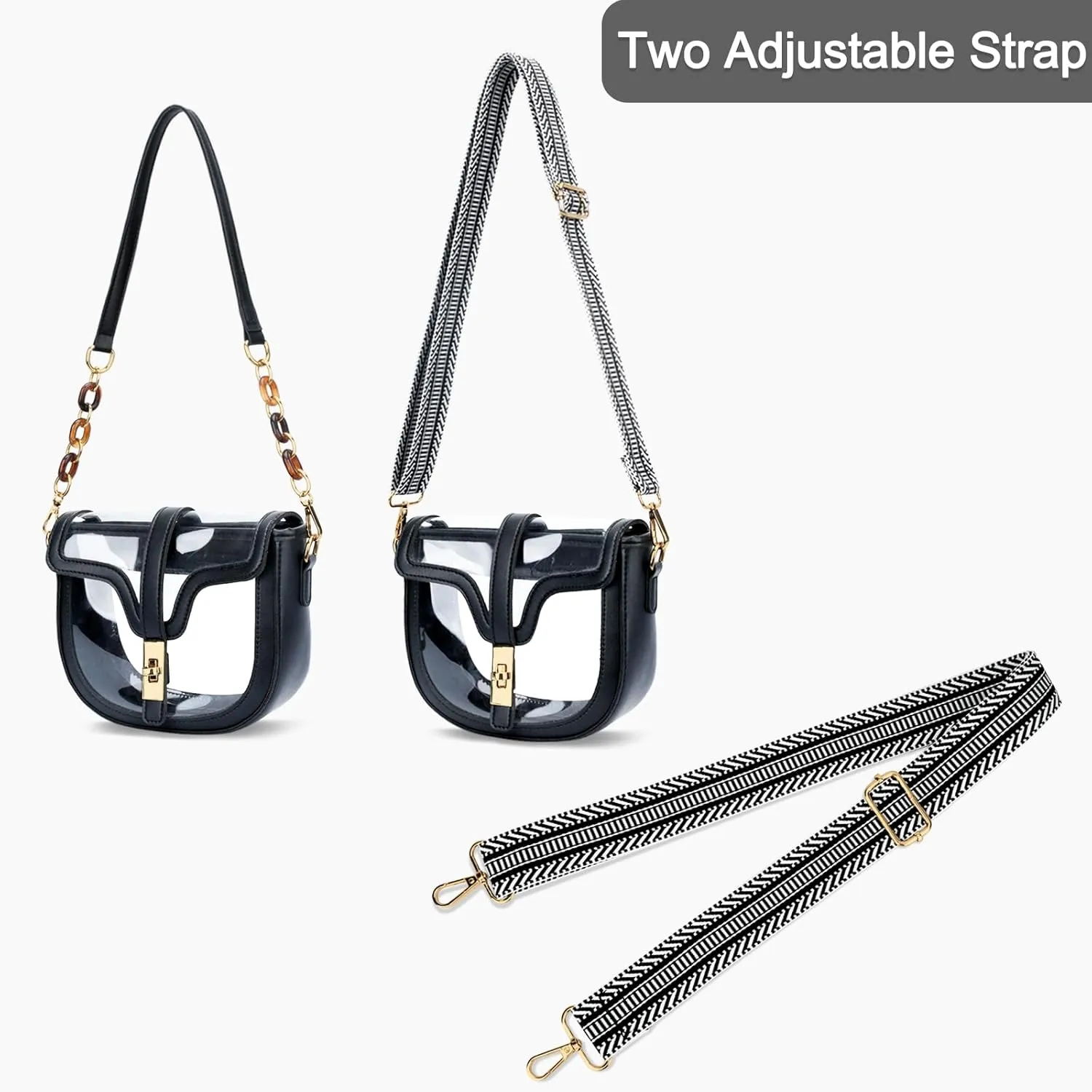 KKXIU Clear Crossbody Bag for Women Stadium Approved Vegan Leather Concert Shoulder Sports See-Through Purse