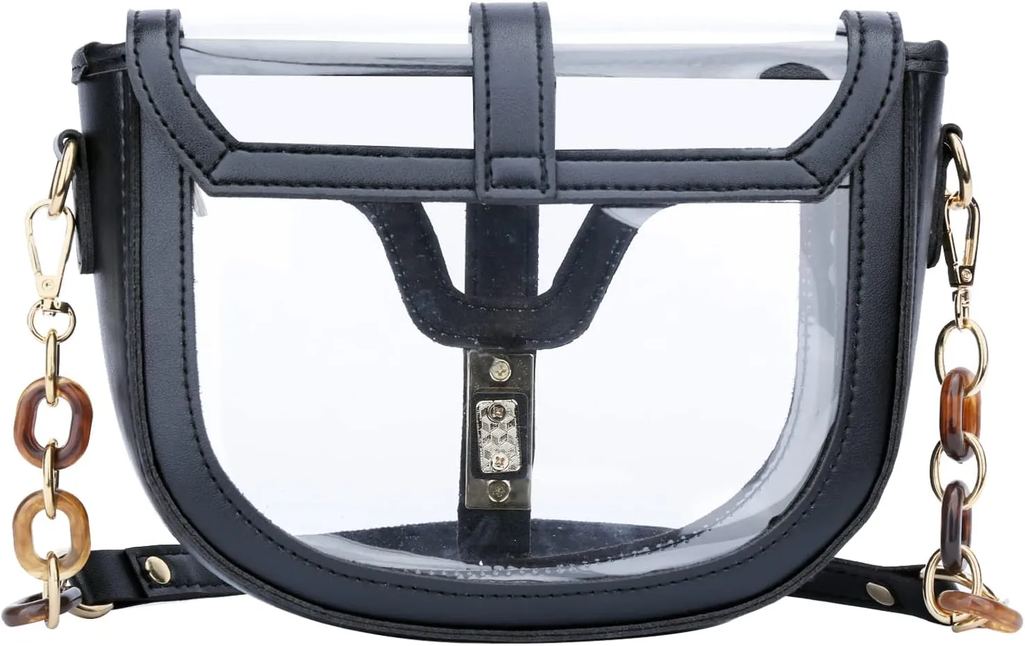 KKXIU Clear Crossbody Bag for Women Stadium Approved Vegan Leather Concert Shoulder Sports See-Through Purse