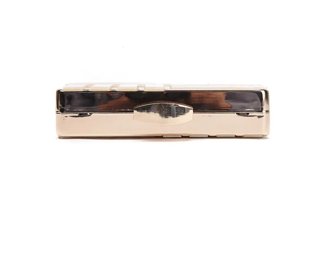 Marble Acrylic Gold Clutch Purse - Cream