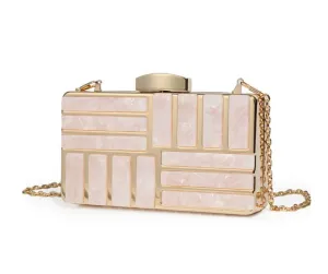 Marble Acrylic Gold Clutch Purse - Cream