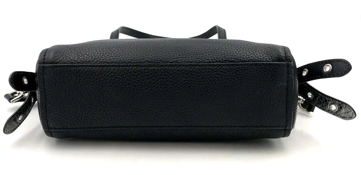 Michael Kors Bristol Black Pebbled Leather Crossbody Bag w/ Silver Detail ( COA)