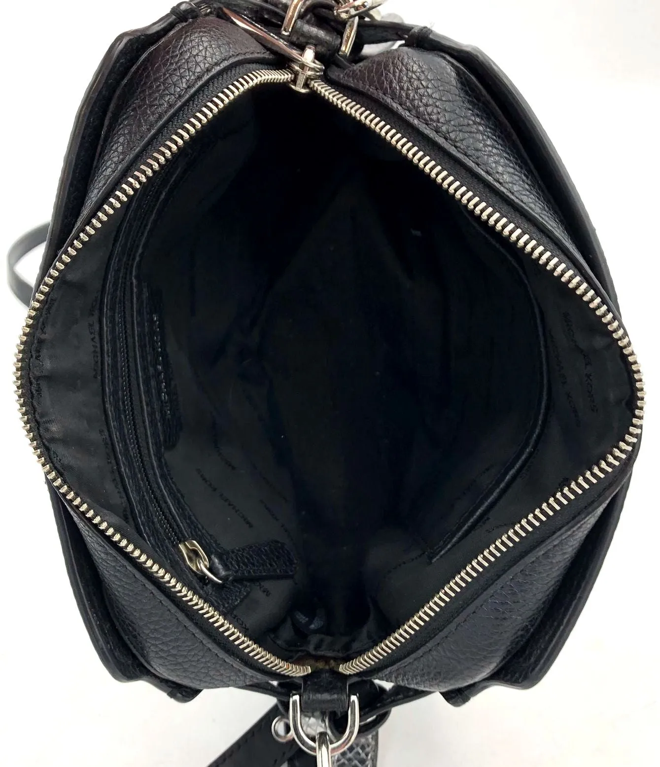 Michael Kors Bristol Black Pebbled Leather Crossbody Bag w/ Silver Detail ( COA)