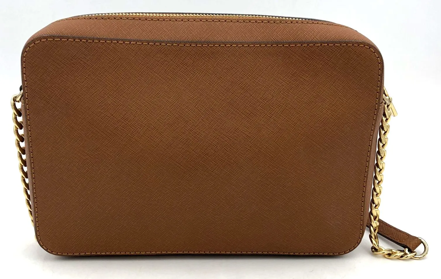 Michael Kors Brown Saffiano Leather Crossbody Bag with Gold-Tone Accents ( COA)