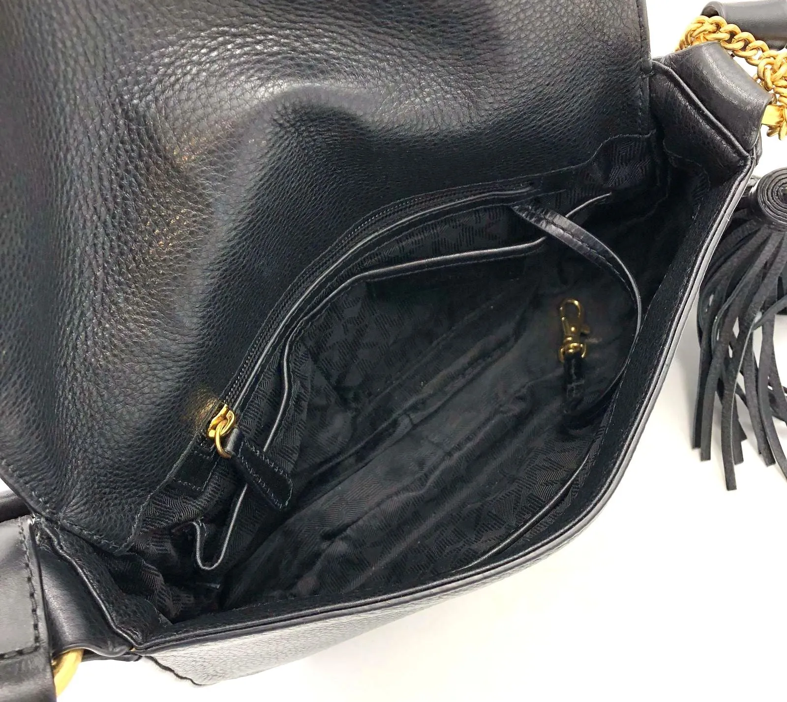 Michael Kors 'Elyse' Black Pebbled Leather Crossbody Bag w/ Gold Accents ( COA)