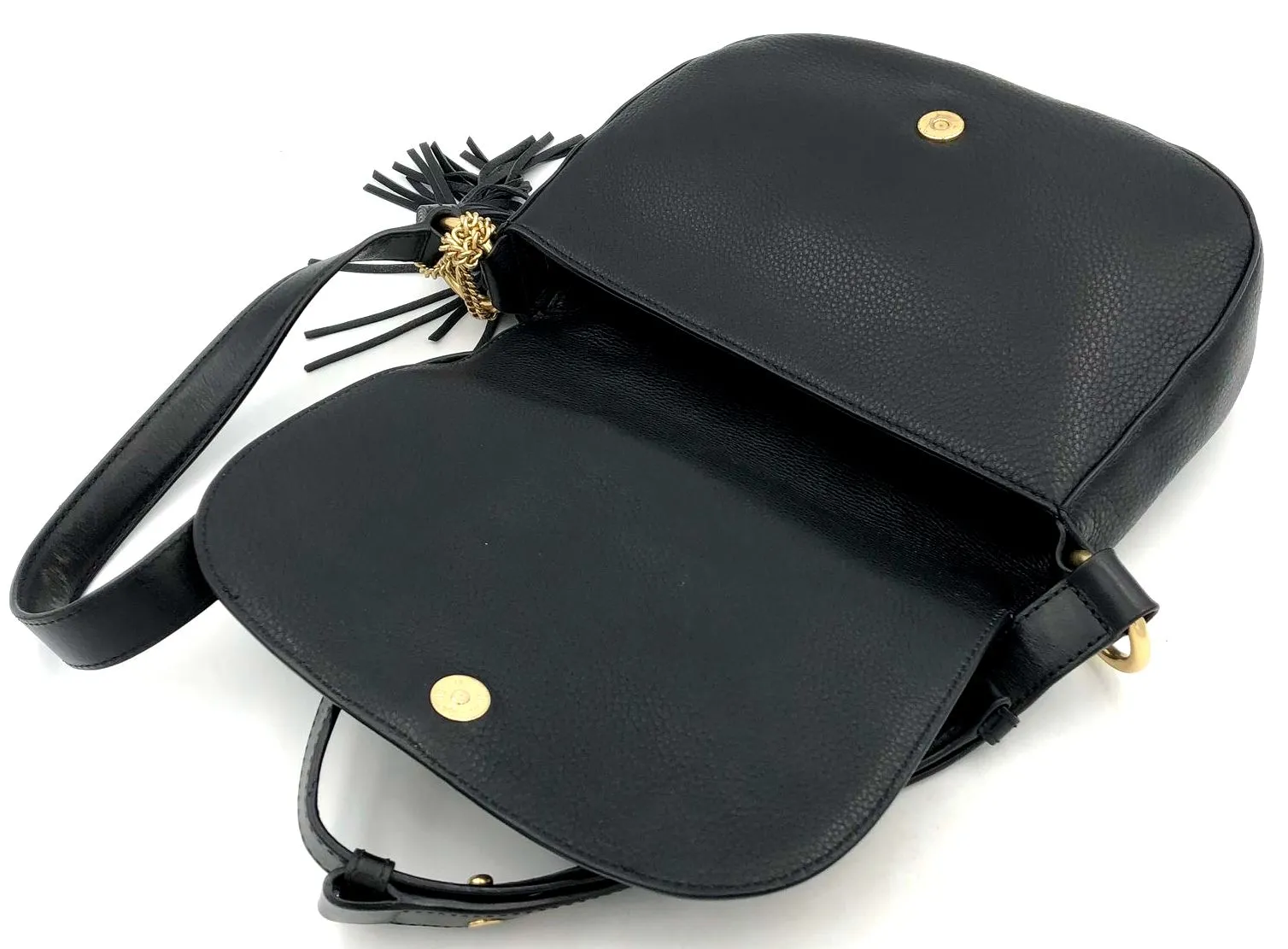 Michael Kors 'Elyse' Black Pebbled Leather Crossbody Bag w/ Gold Accents ( COA)