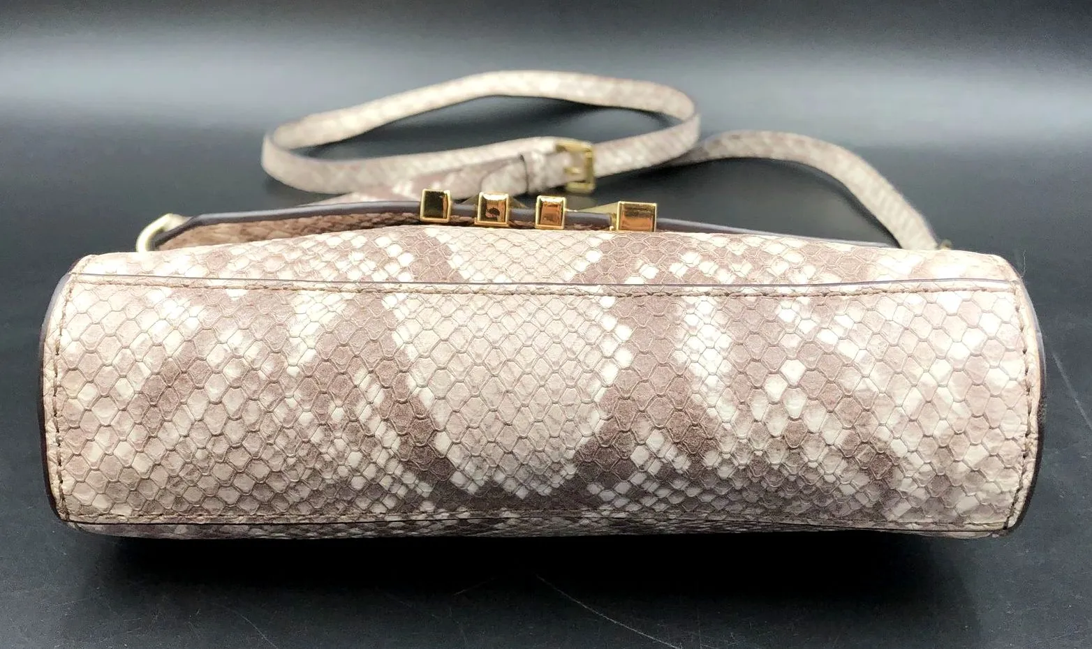 Michael Kors White/Grey Snake Style Leather Crossbody Bag w/ Gold Detail ( COA)
