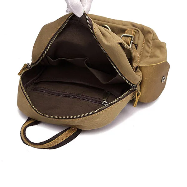 Multi-function Canvas Casual Bag Messenger Bag Shoulder Bag Small Backpack For Men Women