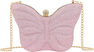 Naimo Womens Butterfly Clutch Bag Glitter Evening Bag Mini Handbag Sparkly Shoulder Chain Purse