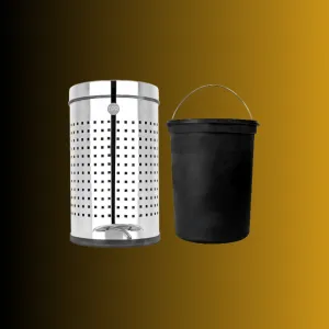 OPR Stainless Steel Dustbin Square Perforated Pedal Dustbin With Plastic Bucket
