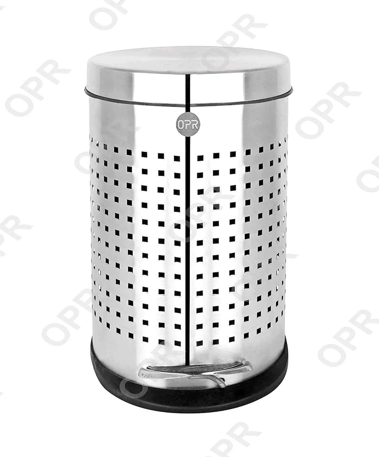 OPR Stainless Steel Dustbin Square Perforated Pedal Dustbin With Plastic Bucket