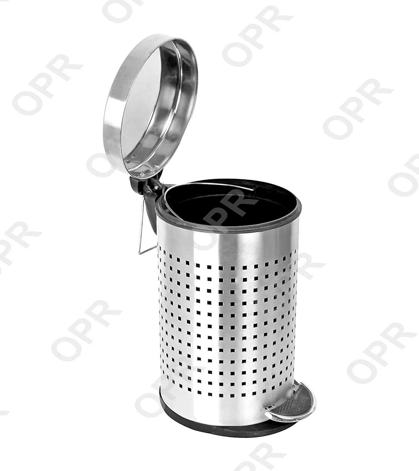 OPR Stainless Steel Dustbin Square Perforated Pedal Dustbin With Plastic Bucket