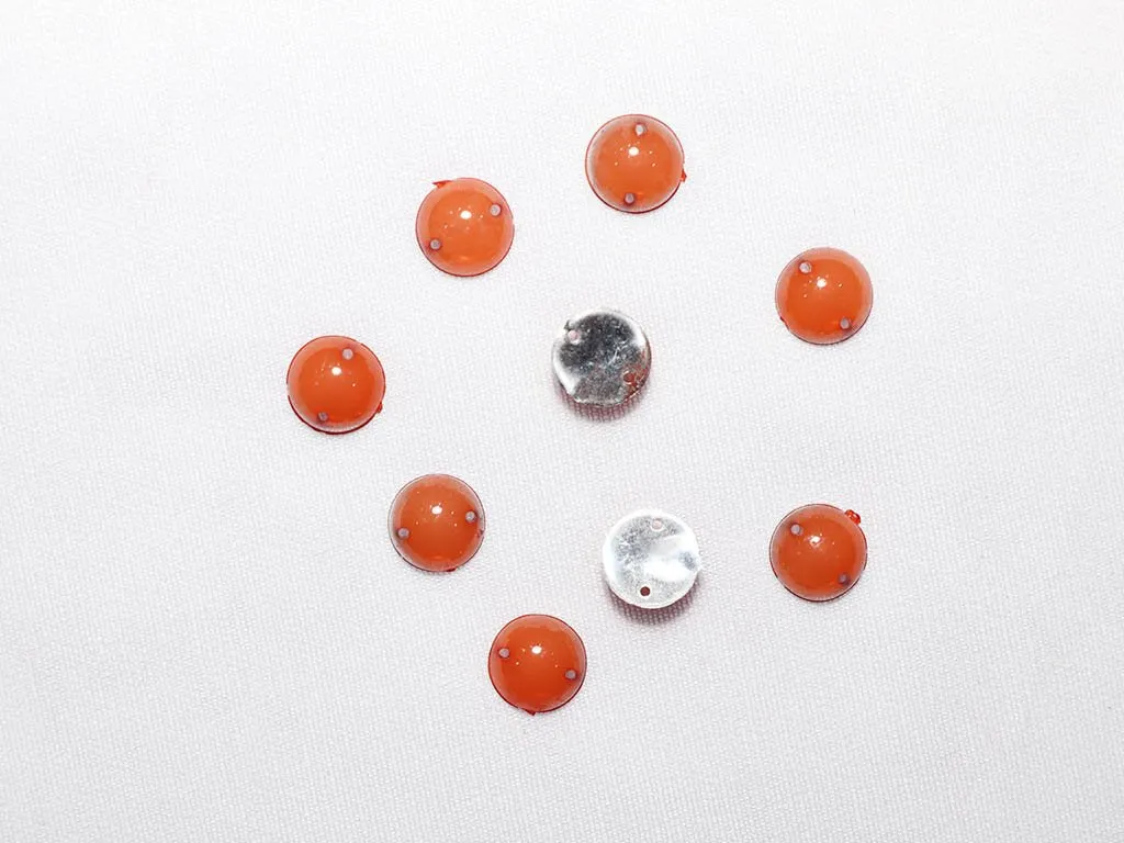 Orange Circular Plastic Stones - 10 mm