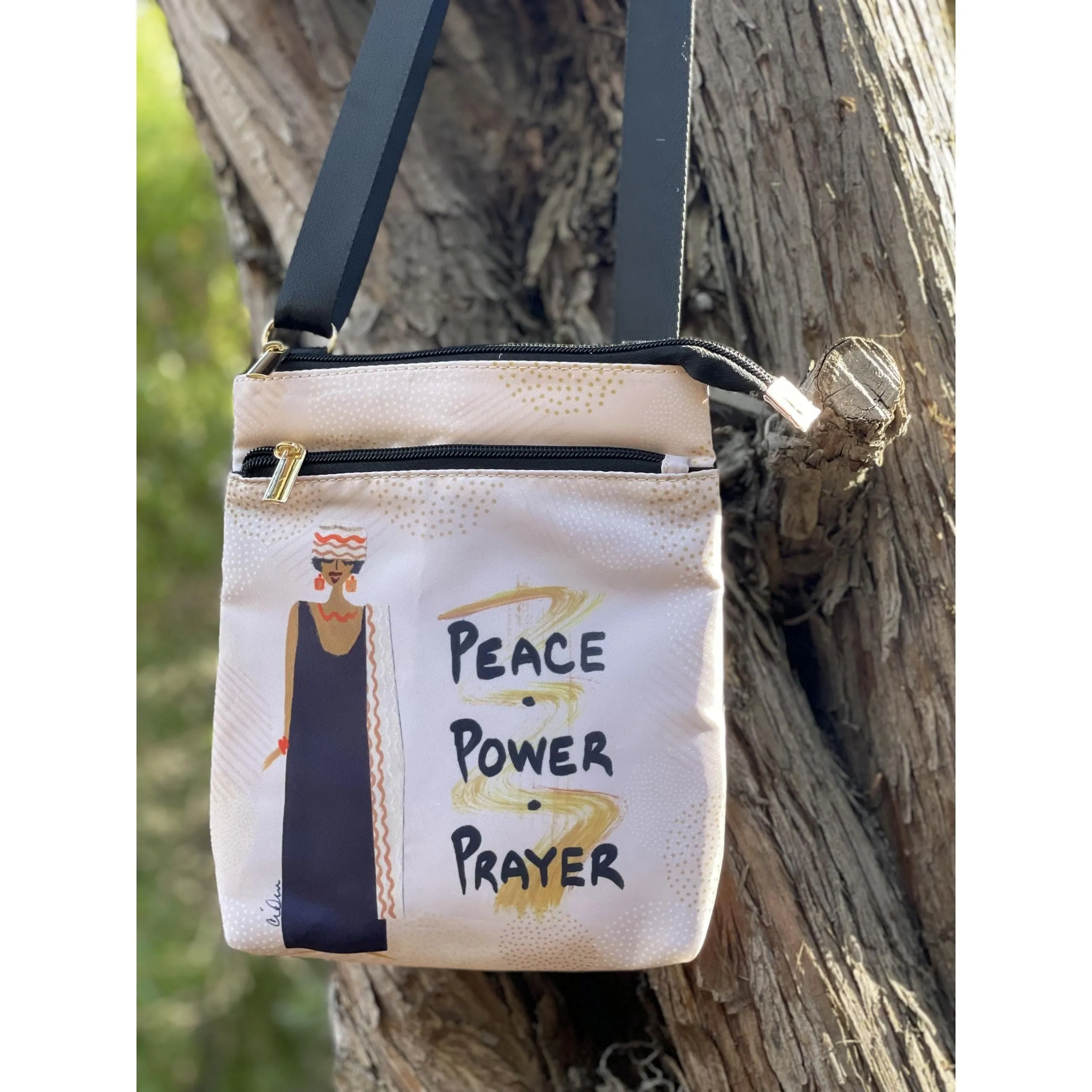Peace, Power and Prayer Crossbody Travel Purse