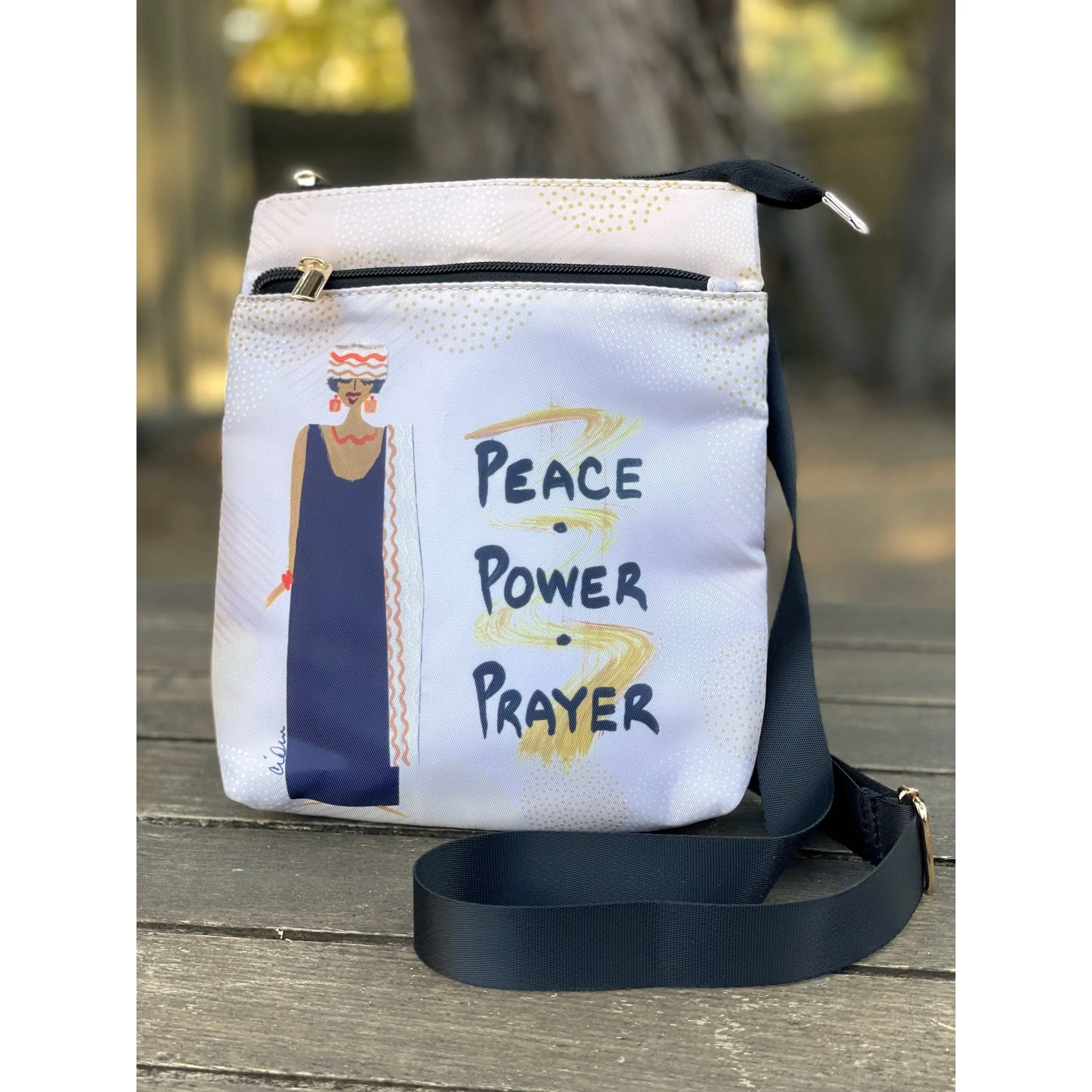 Peace, Power and Prayer Crossbody Travel Purse