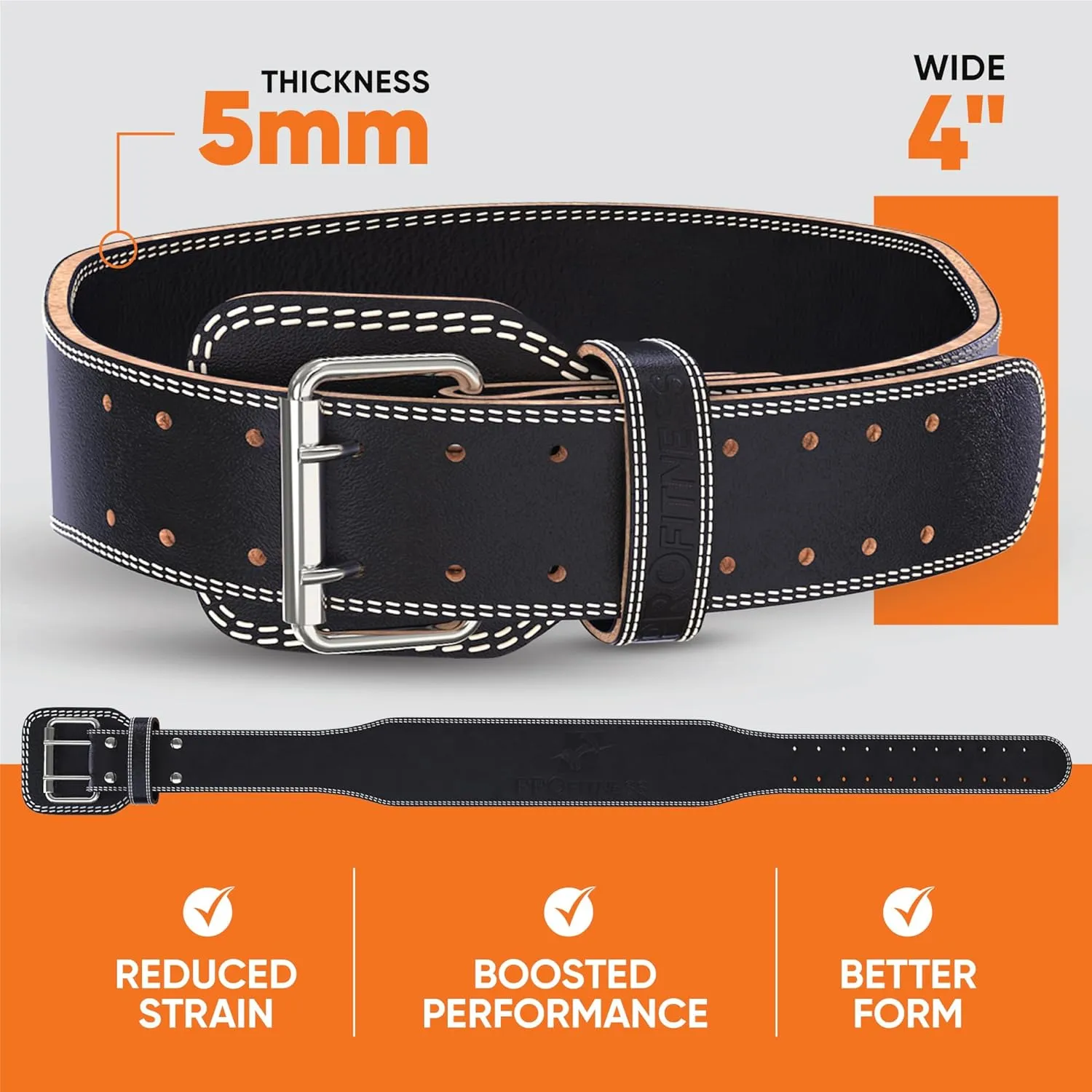 ProFitness Weight Lifting Belt - Premium 4" Wide Functional Fitness Belt for Men & Women - Squat & Deadlift Support
