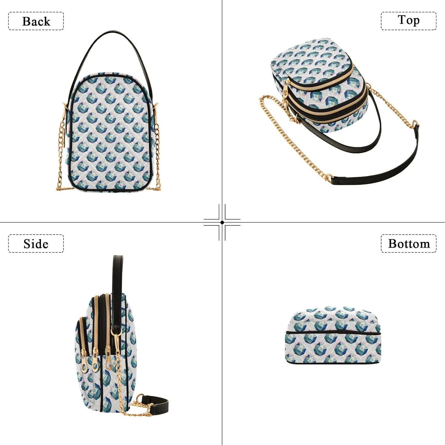 Quilted Shoulder Bag for Women with Chain Strap Leather Handle