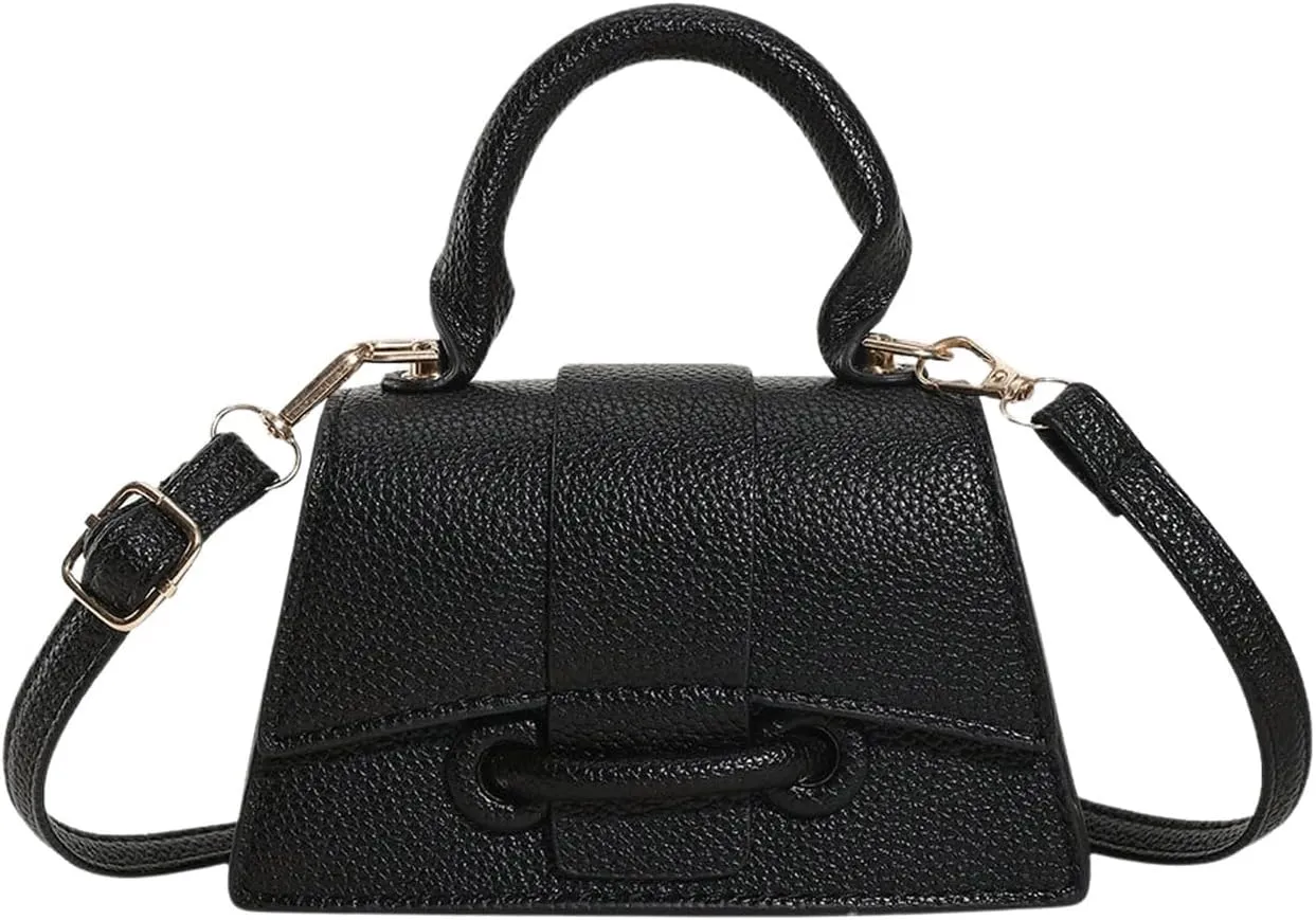 QWINEE Women's Faux Leather Crossbody Bag Top Handle Flap Shoulder Bag Minimalist Handbag