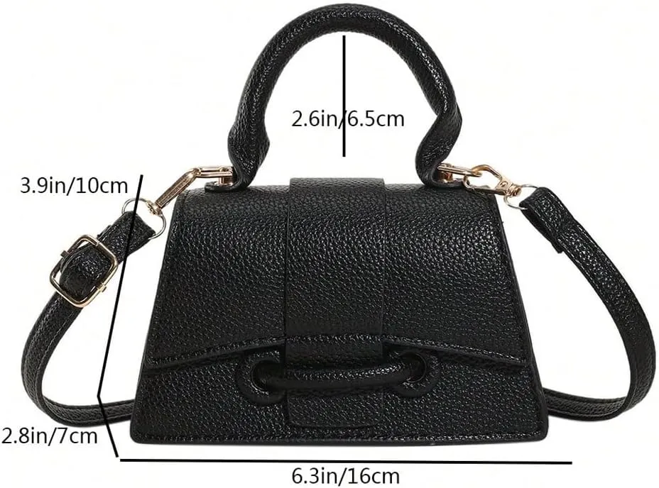 QWINEE Women's Faux Leather Crossbody Bag Top Handle Flap Shoulder Bag Minimalist Handbag