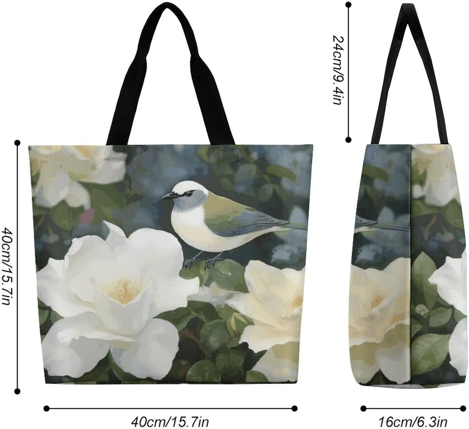 Reusable Grocery Bags Tote Bag Fig Art Pattern Shopping Bags Heavy Duty Washable
