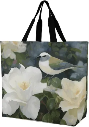 Reusable Grocery Bags Tote Bag Fig Art Pattern Shopping Bags Heavy Duty Washable