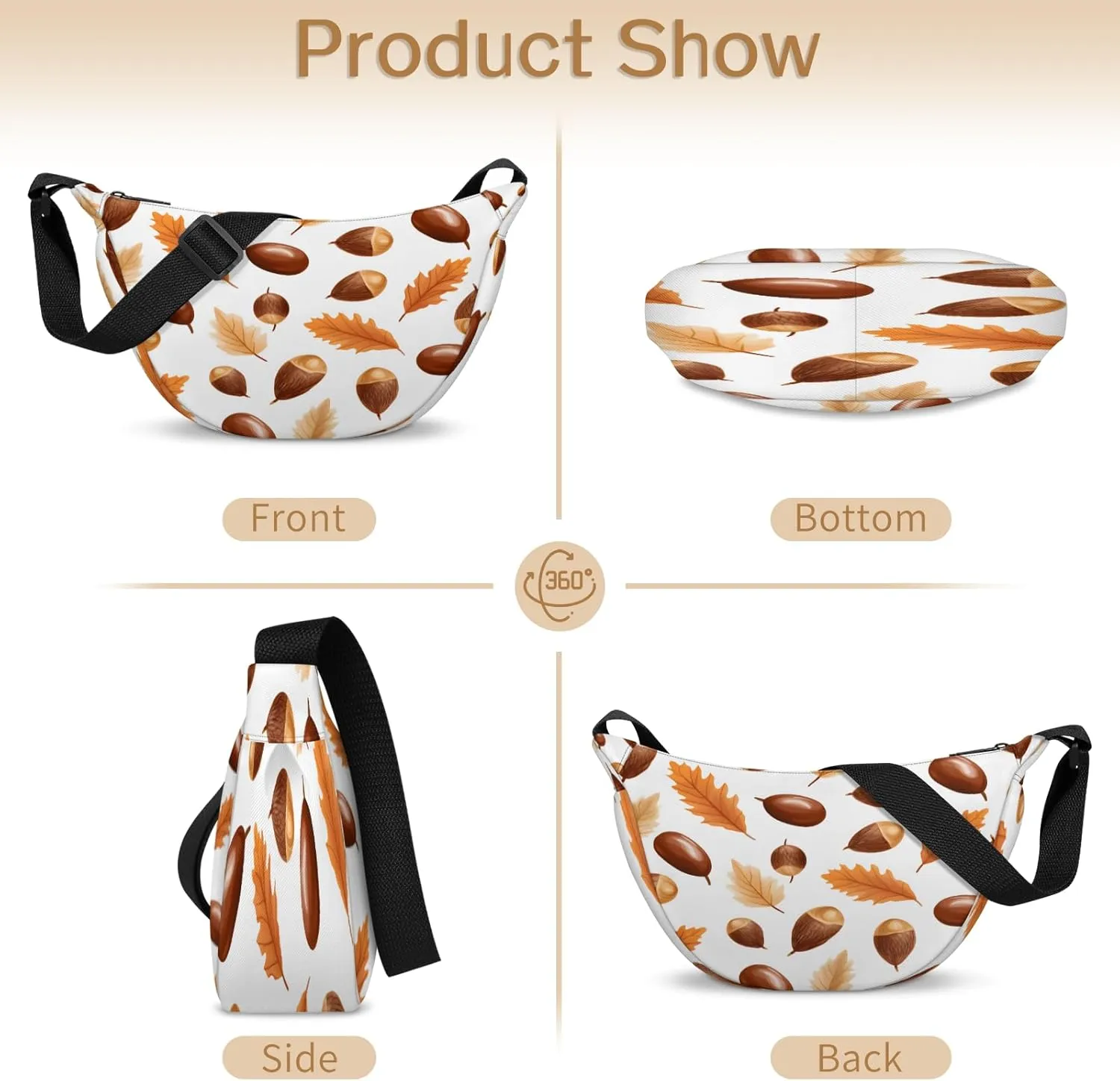 Small Sling Crossbody Bag for Women Men Trendy, Small Crescent Bag with Adjustable Strap Zippers, Lightweight Dumpling Bags