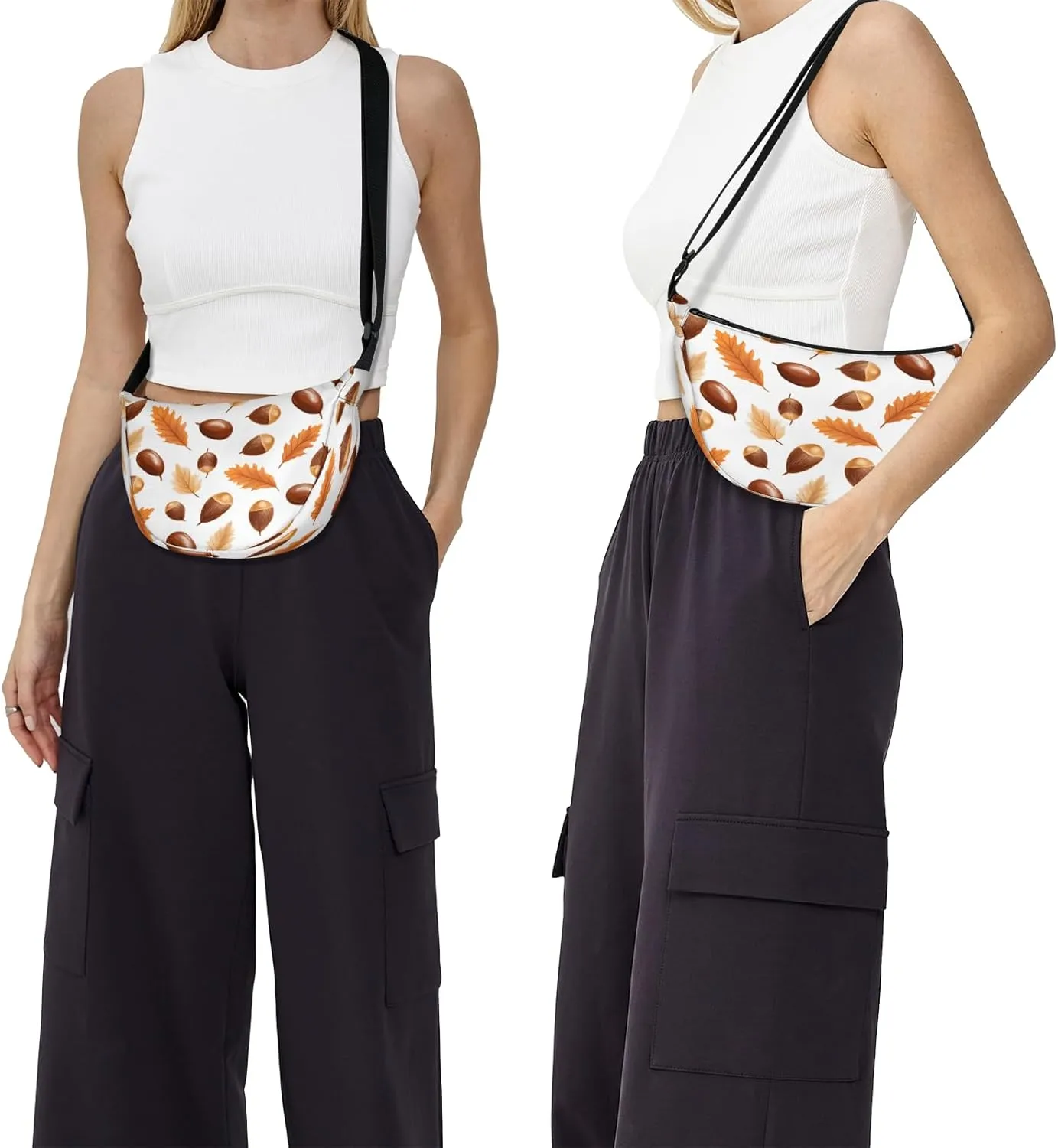Small Sling Crossbody Bag for Women Men Trendy, Small Crescent Bag with Adjustable Strap Zippers, Lightweight Dumpling Bags