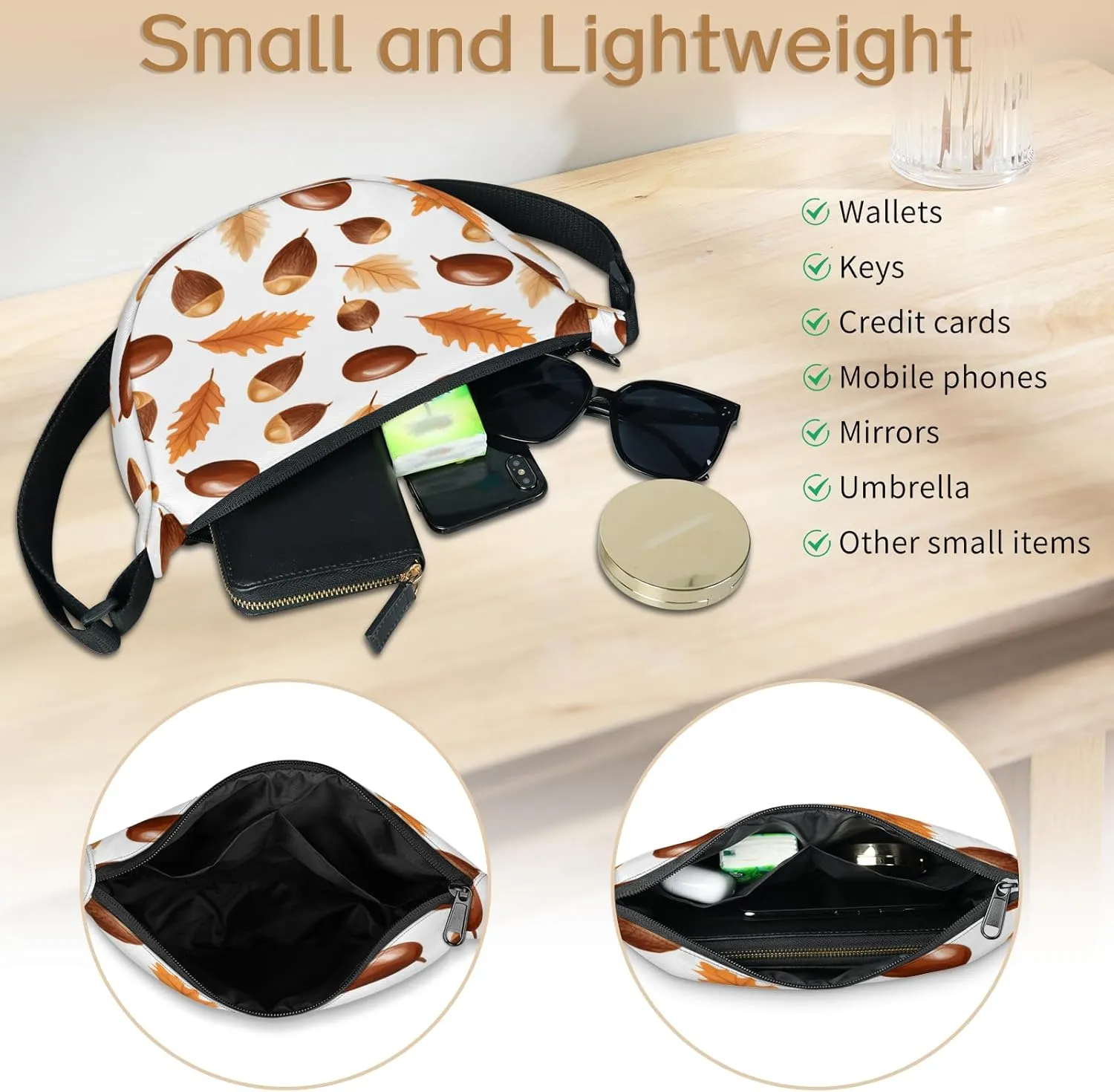 Small Sling Crossbody Bag for Women Men Trendy, Small Crescent Bag with Adjustable Strap Zippers, Lightweight Dumpling Bags