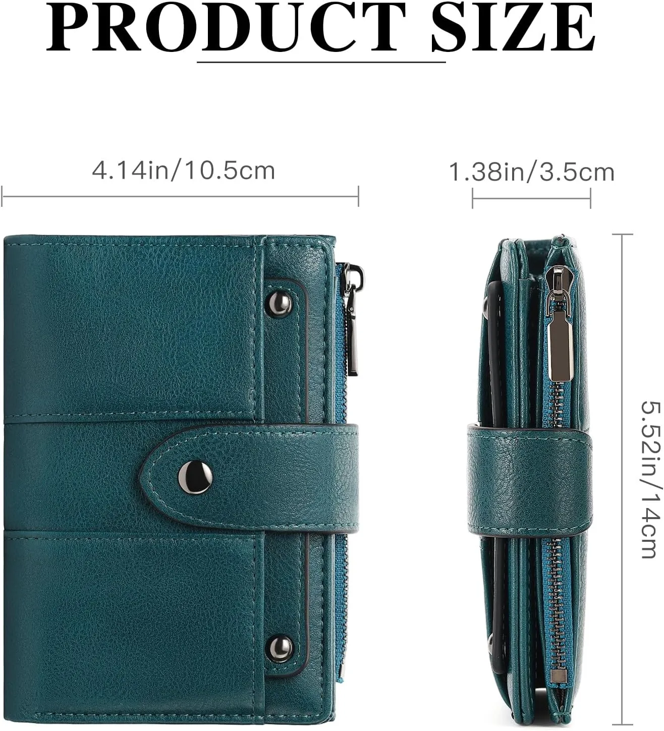 Small Womens Wallet Compact Leather RFID Blocking Zipper Coin Pocket Card Holder Bifold Ladies Purse with ID Window