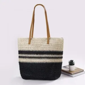 Straw Weave Beach Holiday Bag Shoulder Bag Zip Top