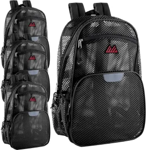 Summit Ridge 24 Pack Mesh Reflective Backpacks Bulk for Kids, School, Beach Bulk Heavy Duty Mesh Backpacks with 4 Pockets