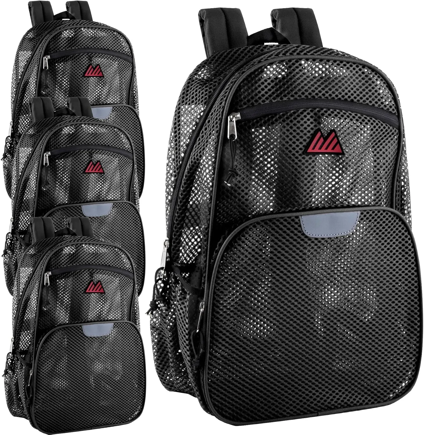 Summit Ridge 24 Pack Mesh Reflective Backpacks Bulk for Kids, School, Beach Bulk Heavy Duty Mesh Backpacks with 4 Pockets