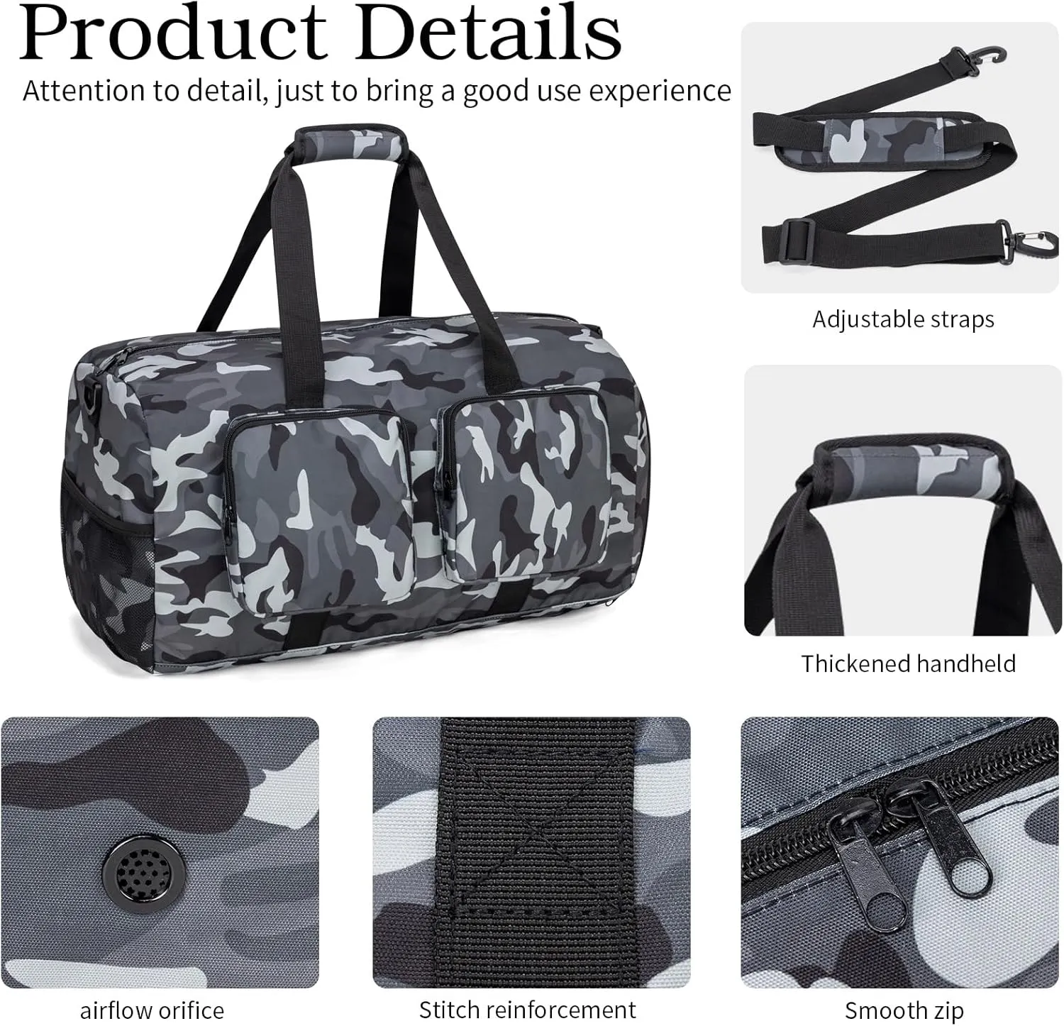 Travel Duffel Bags 40L,Gym Bag, Travel Bag, Duffle Bag for Men, Foldable Overnight Weekender Bags for Women & Men with Adjustable Shoulder Strap