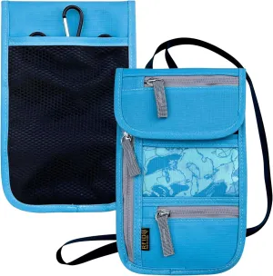 Travel Neck Wallet, RFID Blocking Passport Holder with Adjustable Neck Strap for Men and Women to Keep Cash, Credit Cards and Travel Documents Safe - Blue