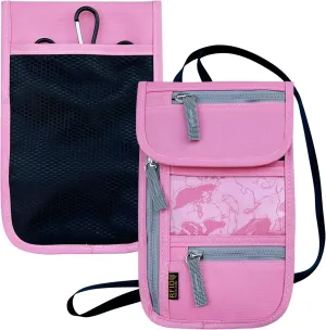 Travel Neck Wallet, RFID Blocking Passport Holder with Adjustable Neck Strap for Men and Women to Keep Cash, Credit Cards and Travel Documents Safe - Pink