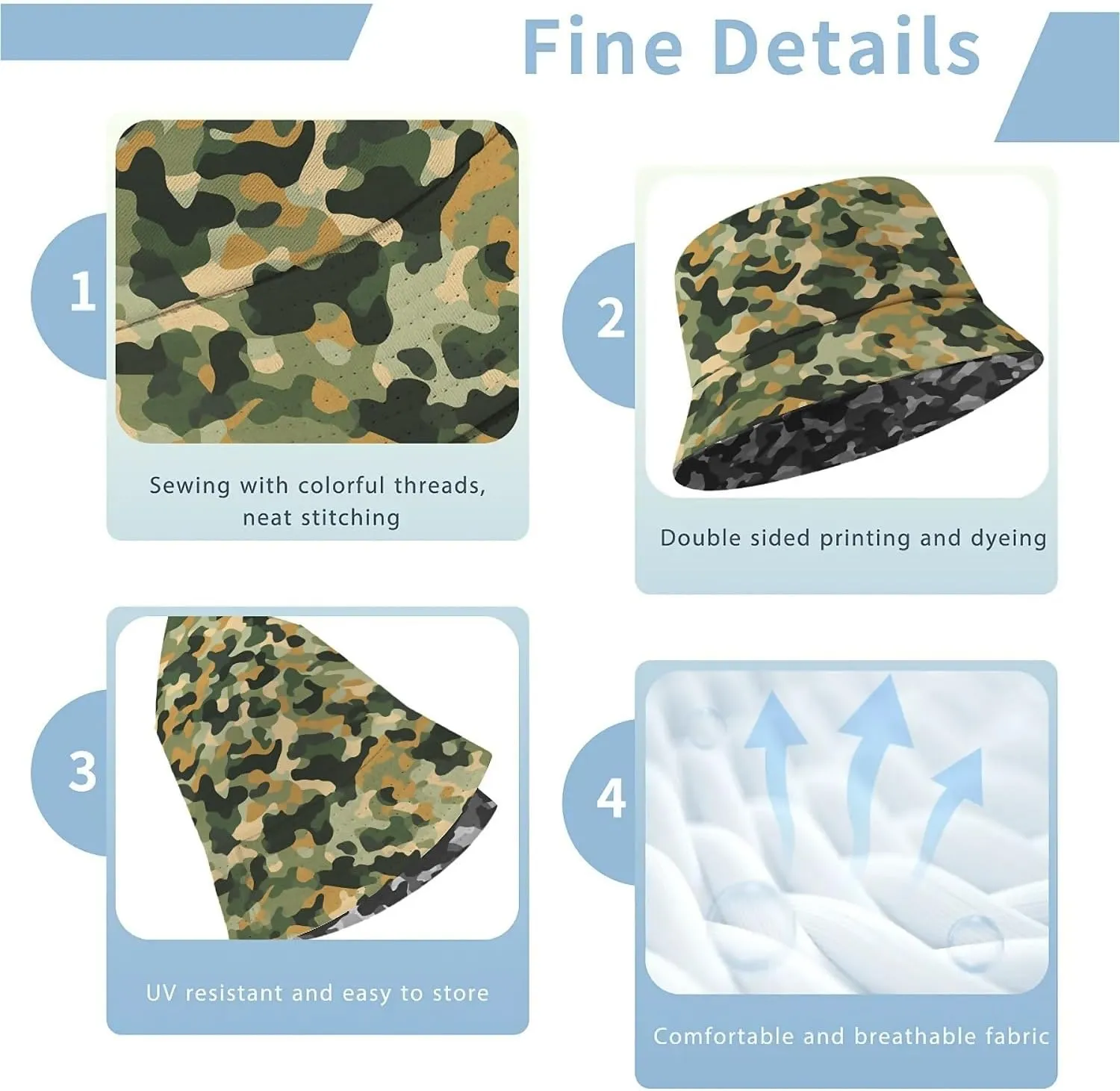 Unisex Print Double Side Wear Summer Reversible Sun Fishing Bucket Hat for Men Women Teens,Tropic Vibes