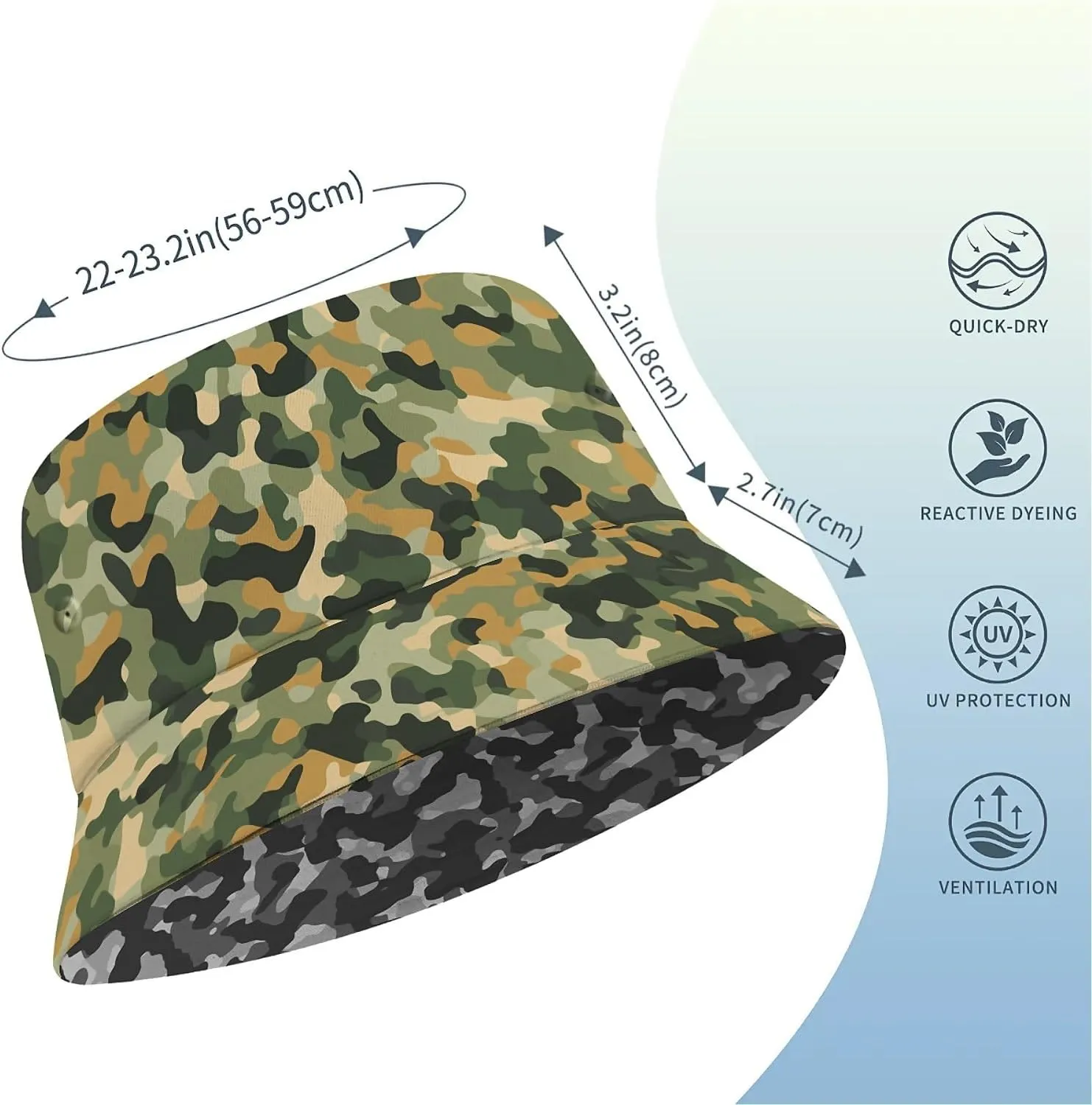 Unisex Print Double Side Wear Summer Reversible Sun Fishing Bucket Hat for Men Women Teens,Tropic Vibes
