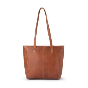 Verona - VTB-0015 2 Strap leather tote zip top - Cognac