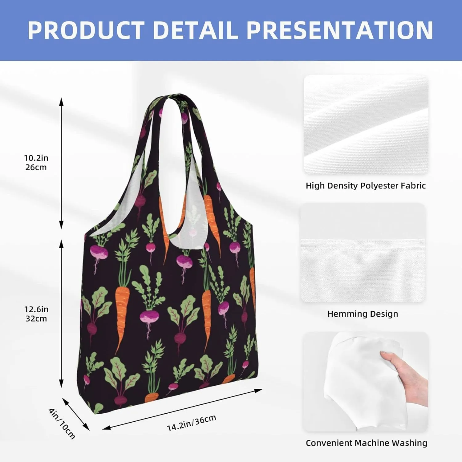 WOAIDY Reusable Grocery Bags for Kitchen, Foldable Durable Shopping Totes with 50lbs Capacity, Large Tote Bags with Handles