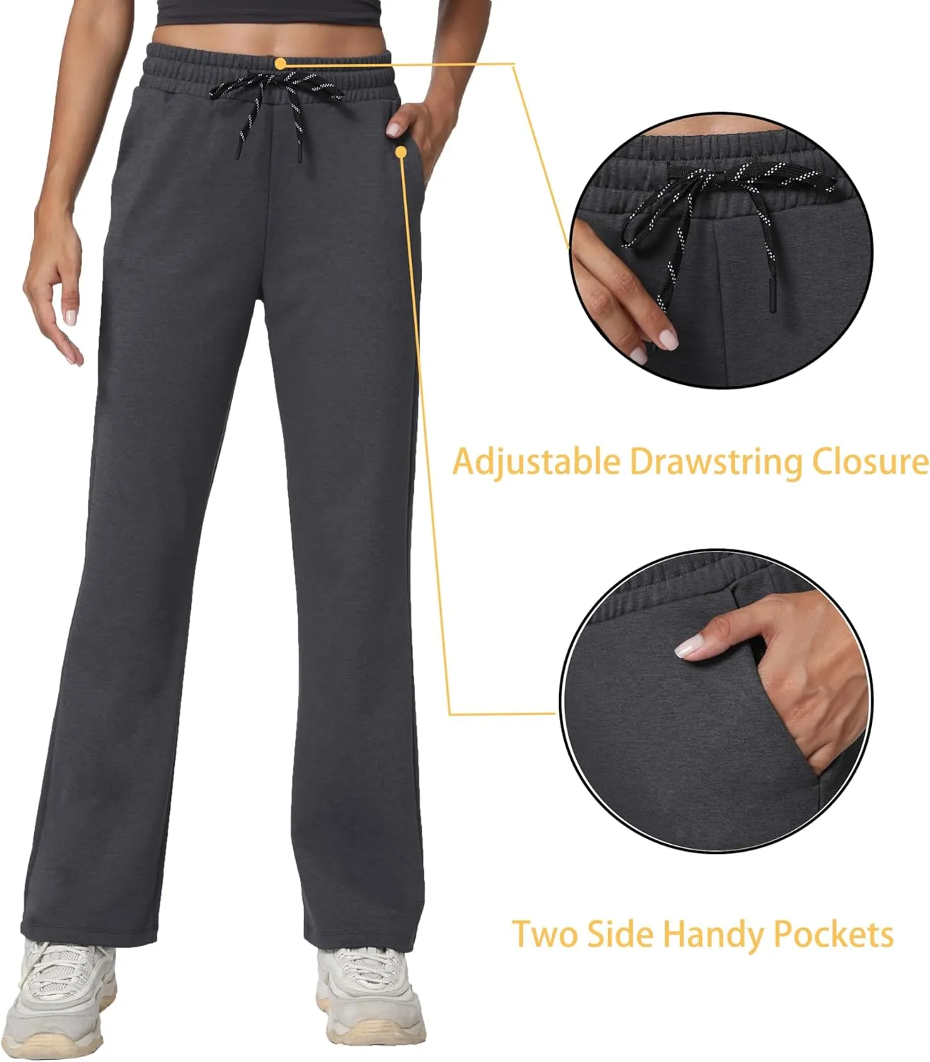 Women's Workout Joggers with Pockets-Quick Dry Athletic Lounge Pants for Hiking Yoga and Running